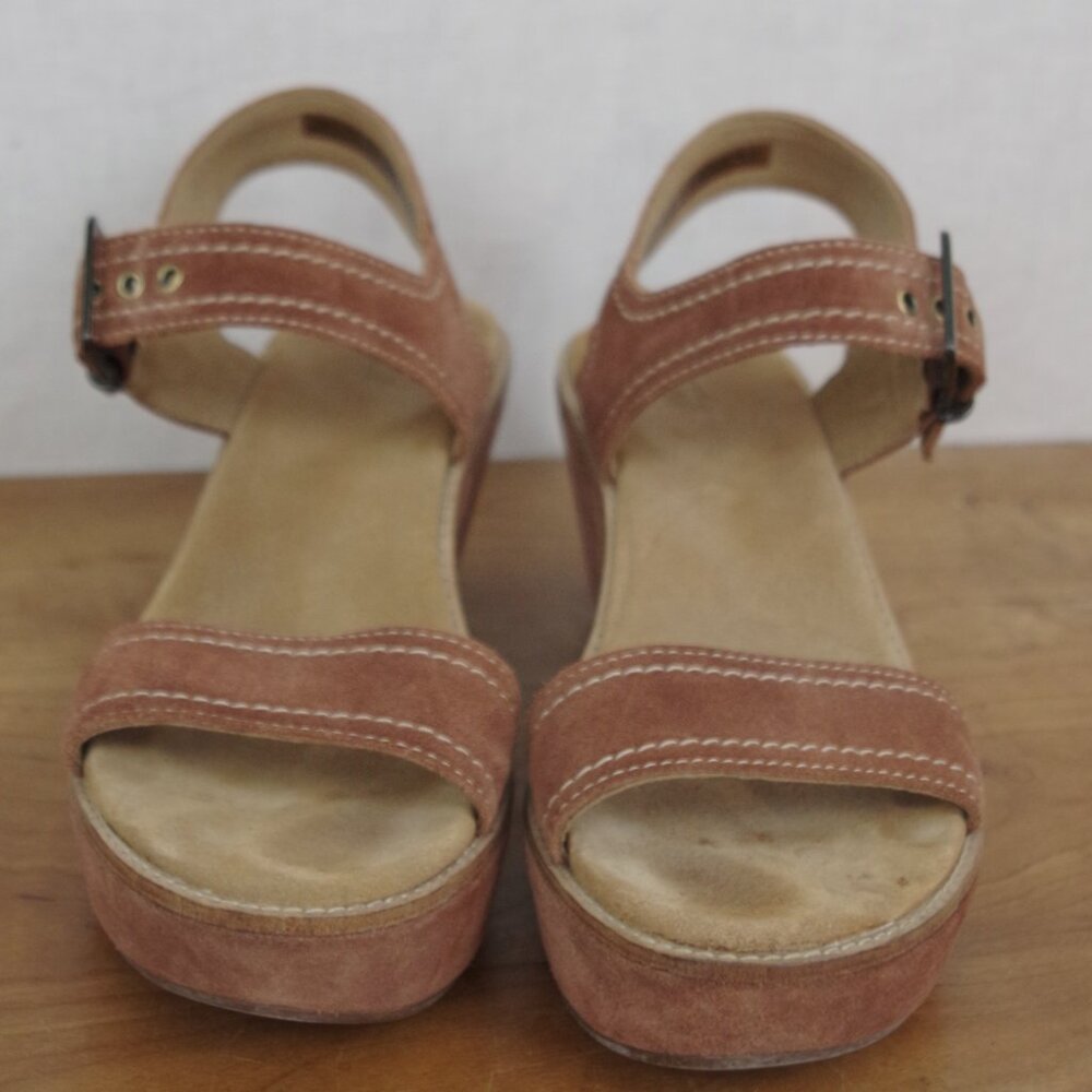 Clarks Brown Suede Platform Wedge Sandals 9M - Picture 7 of 8